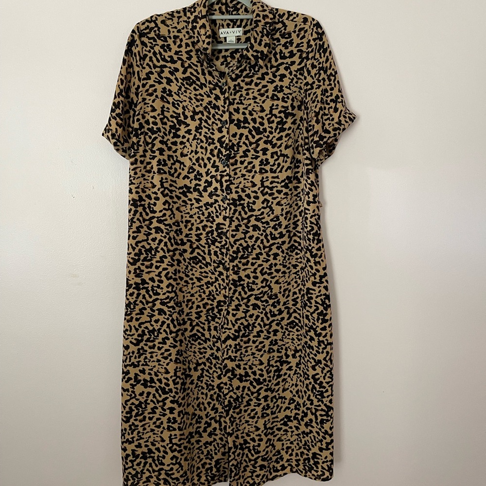 Cheetah Collared Dress XL